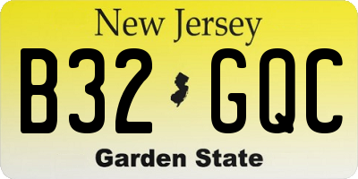 NJ license plate B32GQC