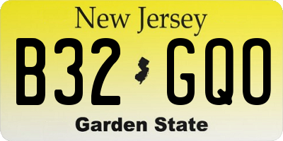 NJ license plate B32GQO