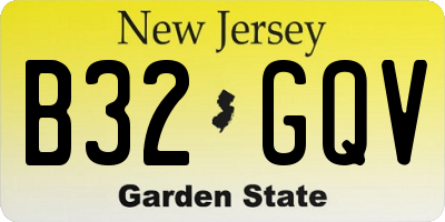 NJ license plate B32GQV
