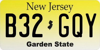 NJ license plate B32GQY
