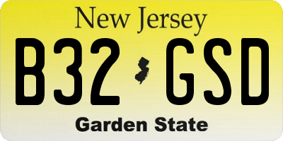 NJ license plate B32GSD