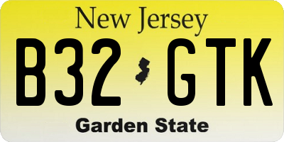 NJ license plate B32GTK