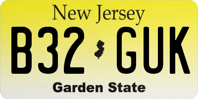 NJ license plate B32GUK
