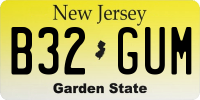 NJ license plate B32GUM