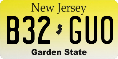NJ license plate B32GUO