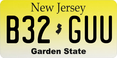 NJ license plate B32GUU