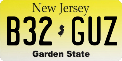 NJ license plate B32GUZ