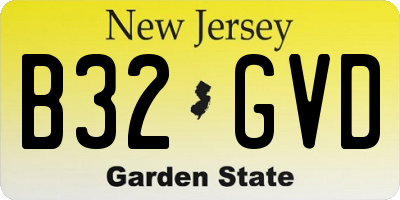 NJ license plate B32GVD