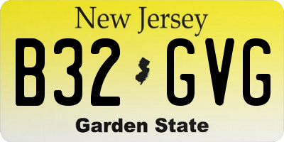 NJ license plate B32GVG