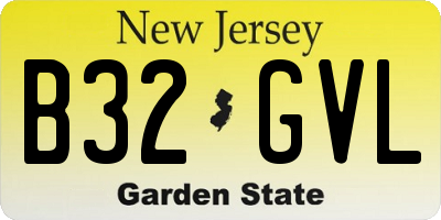 NJ license plate B32GVL