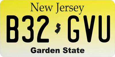 NJ license plate B32GVU