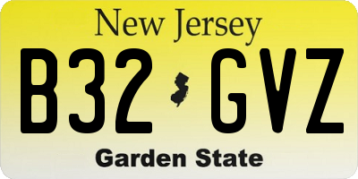 NJ license plate B32GVZ