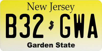 NJ license plate B32GWA
