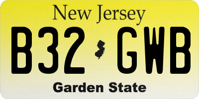 NJ license plate B32GWB