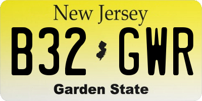 NJ license plate B32GWR