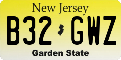 NJ license plate B32GWZ