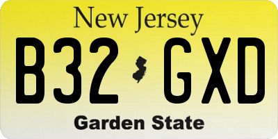 NJ license plate B32GXD
