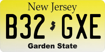 NJ license plate B32GXE