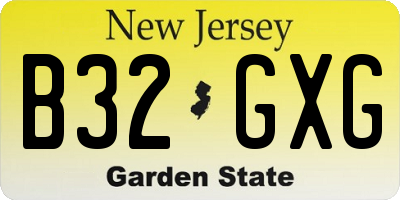 NJ license plate B32GXG