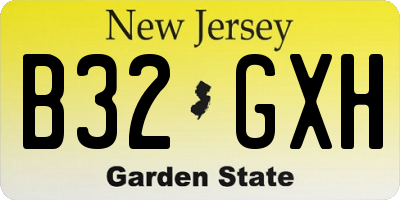 NJ license plate B32GXH
