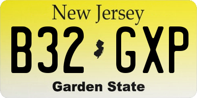 NJ license plate B32GXP