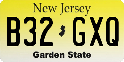NJ license plate B32GXQ
