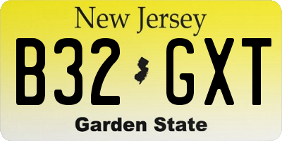 NJ license plate B32GXT