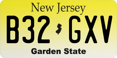 NJ license plate B32GXV