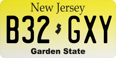 NJ license plate B32GXY