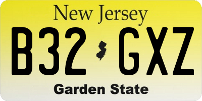 NJ license plate B32GXZ