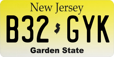 NJ license plate B32GYK
