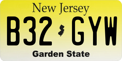 NJ license plate B32GYW