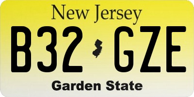 NJ license plate B32GZE