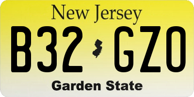 NJ license plate B32GZO