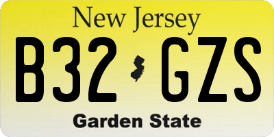 NJ license plate B32GZS
