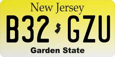 NJ license plate B32GZU