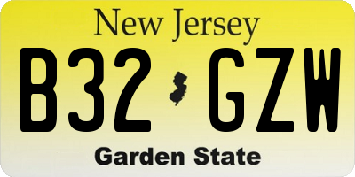 NJ license plate B32GZW