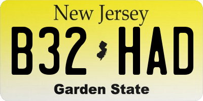 NJ license plate B32HAD