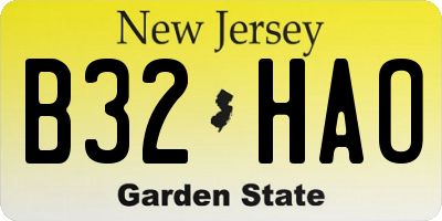NJ license plate B32HAO