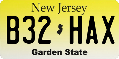 NJ license plate B32HAX