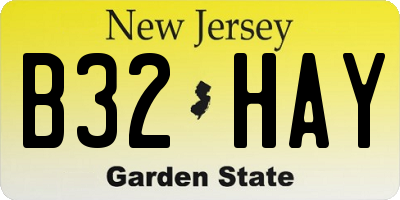 NJ license plate B32HAY