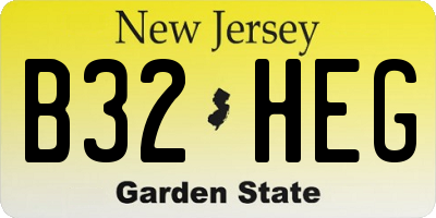 NJ license plate B32HEG