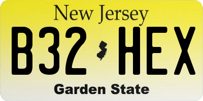 NJ license plate B32HEX