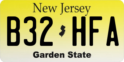NJ license plate B32HFA