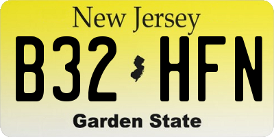 NJ license plate B32HFN