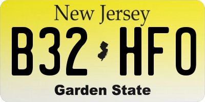 NJ license plate B32HFO
