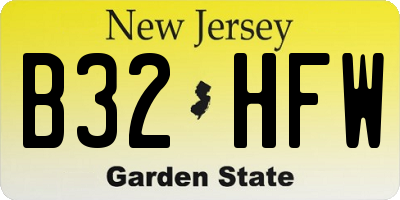 NJ license plate B32HFW