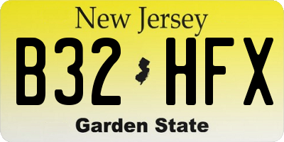NJ license plate B32HFX