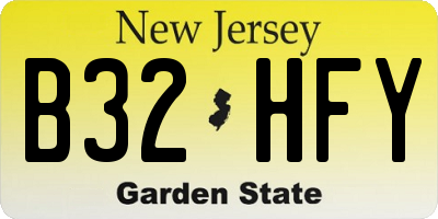 NJ license plate B32HFY