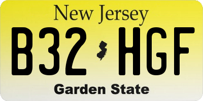 NJ license plate B32HGF
